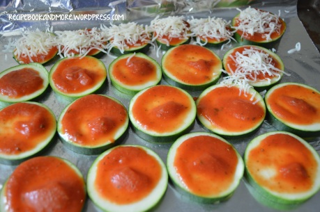 Zucchini Pizza Bites - top with sauce, cheese, and favorite toppings.
