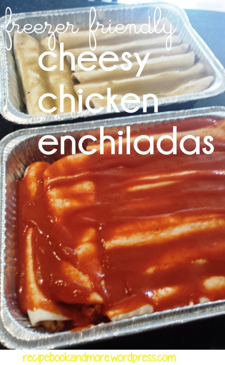 Cheesy Chicken Enchiladas - freezer friendly - make 2 batches and freeze the extra. Use green or red enchilada sauce (or 1 of each!)