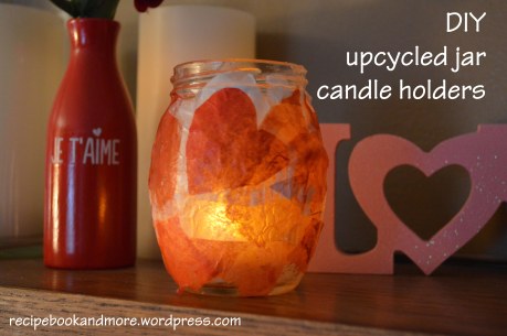 DIY Upcycled Jar Candle Holders - just tissue paper and Mod Podge - customize for any theme, colors, or decor.